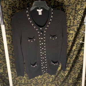 90s Caché M black cardigan with silver chains